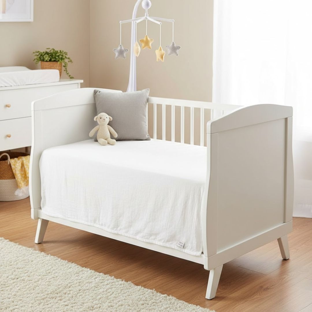 Milk White Muslin Fitted Cot Sheet